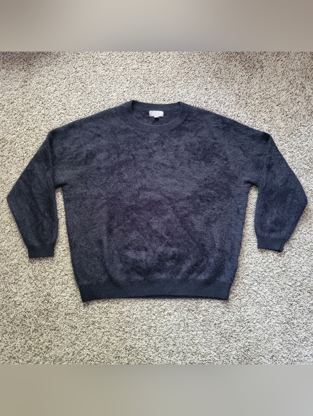 J. Crew Brushed Cashmere Crewneck Relaxed Sweater Crew Neck Black Small